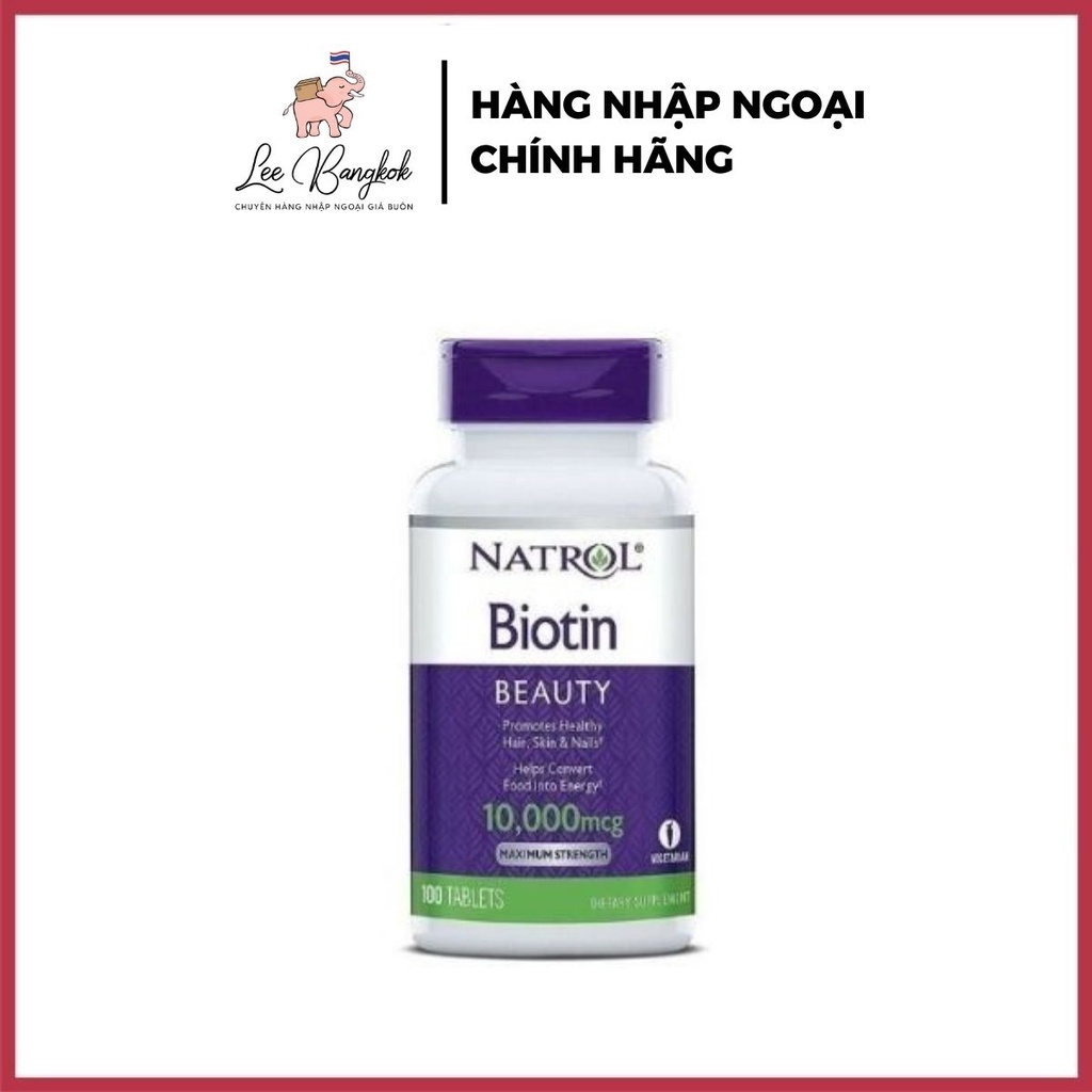 Viên Uống Hỗ Trợ Mọc Tóc Và Chống Rụng Tóc Natrol Biotin 10,000mcg Hộp 100 Viên - Hàng Chính Hãng