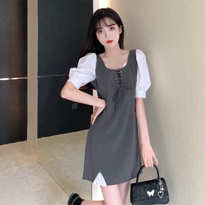 Đầm Midi 2 Mảnh Tay Ngắn Cổ Chữ V Màu Sắc Thời Trang Dành Cho Nữ