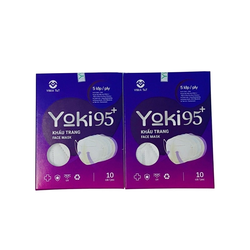 Khẩu trang Yoki95 5 lớp (Tiêu Chuẩn Xuất khẩu BFE ≥95%) Hộp 10 cái