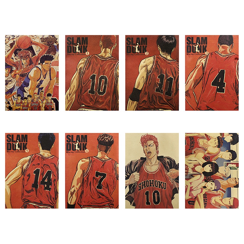 Poster Dán Tường 51*35.5cm Bằng Giấy Kraft Họa Tiết Slam Dunk Cổ Điển