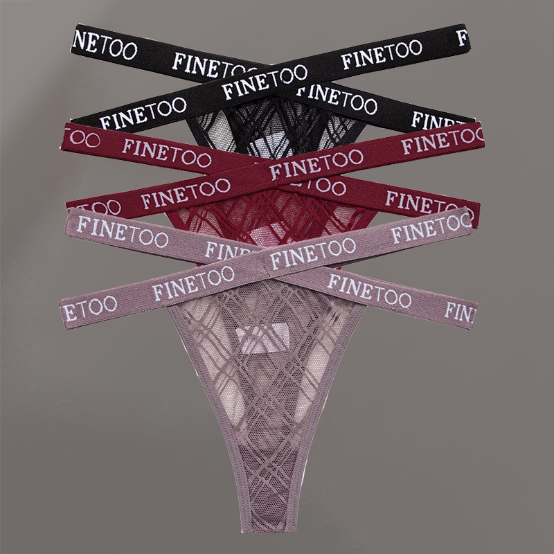 Cute Byte Bộ 3 Quần Lót Lọt Khe Phối Ren Lưới In Chữ Dễ Thương Quyến Rũ Cho Nữ