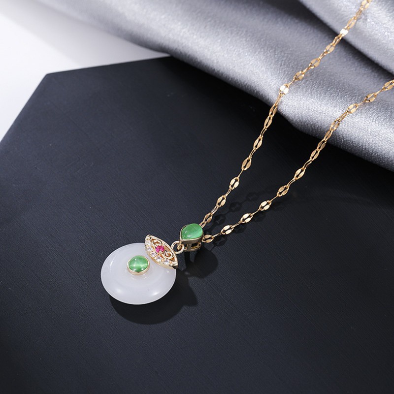 Dây Chuyền Mặt Tròn To Titan Ko Đen TT 3332 - màu vàng