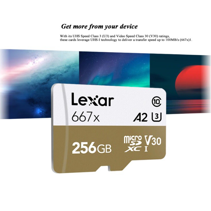 Thẻ Nhớ MicroSDXC Lexar Professional 667X V30 U3 4K A2 128GB R100MB/s (Vàng) - Không Box