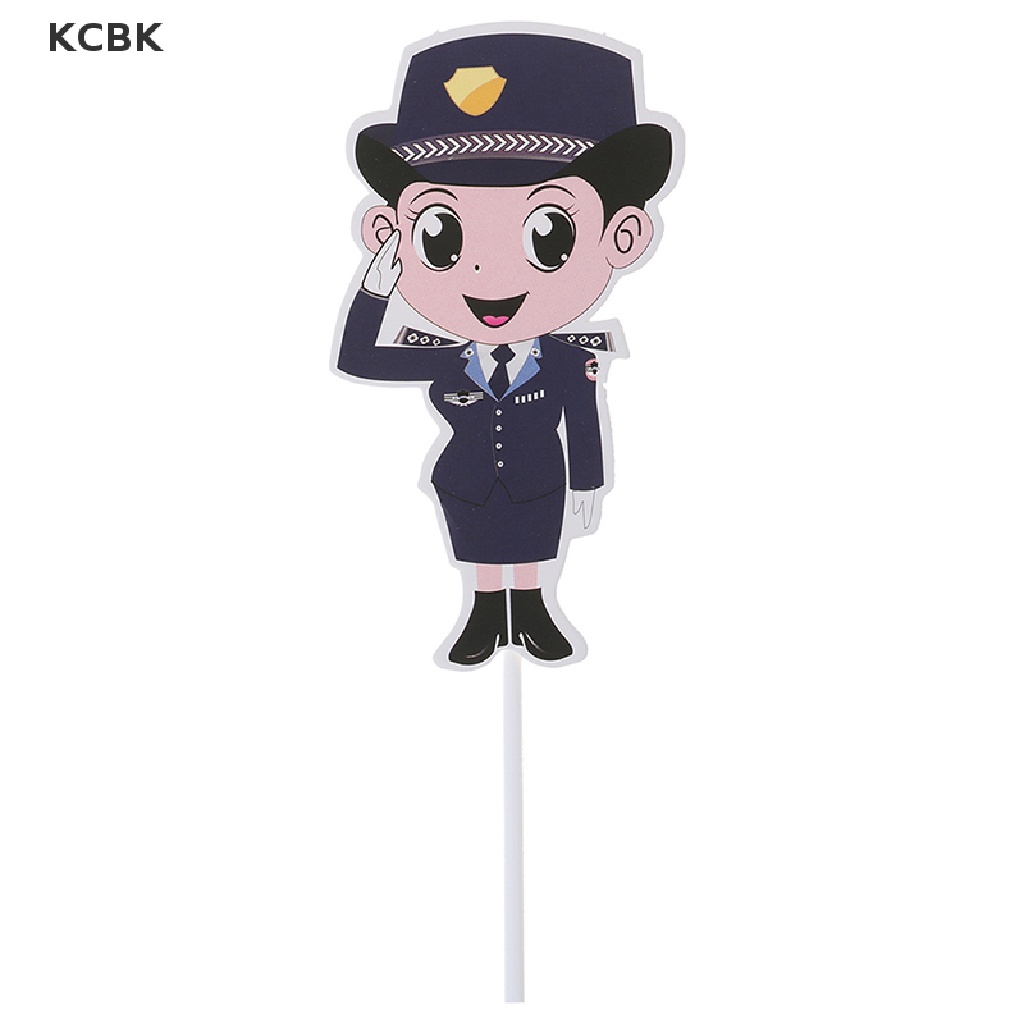 Kc PRECUT Hoạt Hình Xe Cảnh Sát / Máy Bay / Còng Tay Trang Trí Bánh Cupcake Sinh Nhật
