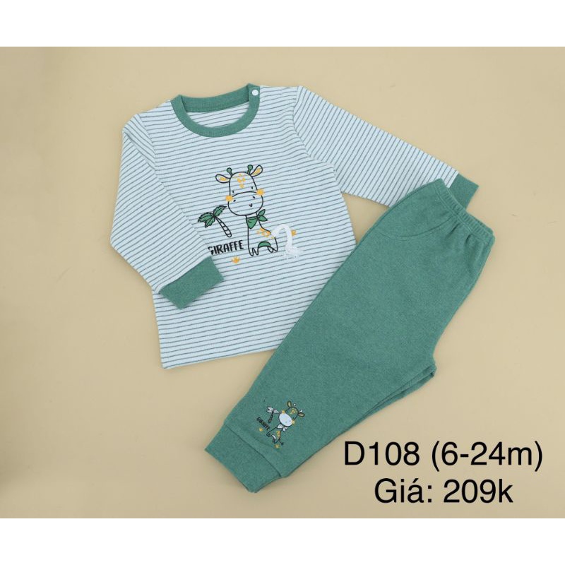 Bộ nỉ dài tay bé trai Dokma 6-24m