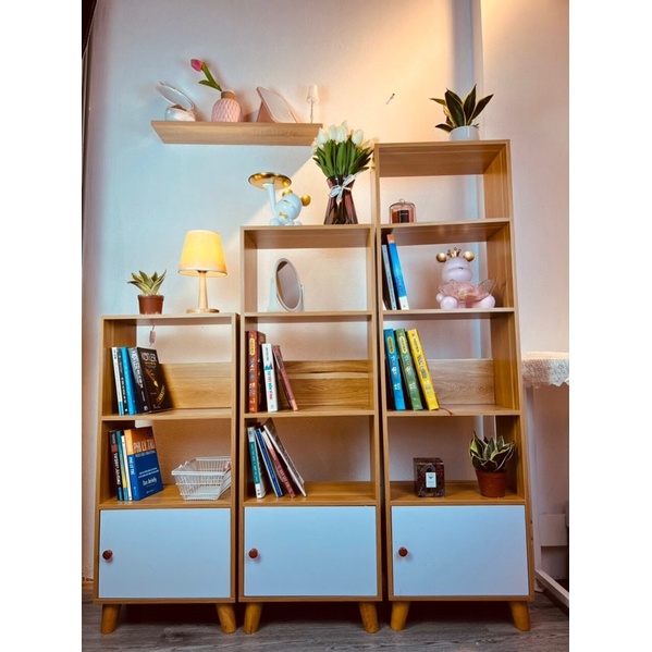 [LẮP SẴN] Kệ gỗ đa năng tủ sách có hộc phong cách Bắc Âu - Sindecor