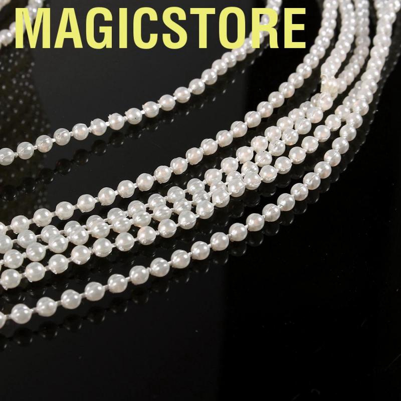 Magicstore 50M Roll 3mm Fishing Line Pearls String Beads Chain Garland Wedding Decoration Centerpieces(Beige+White)