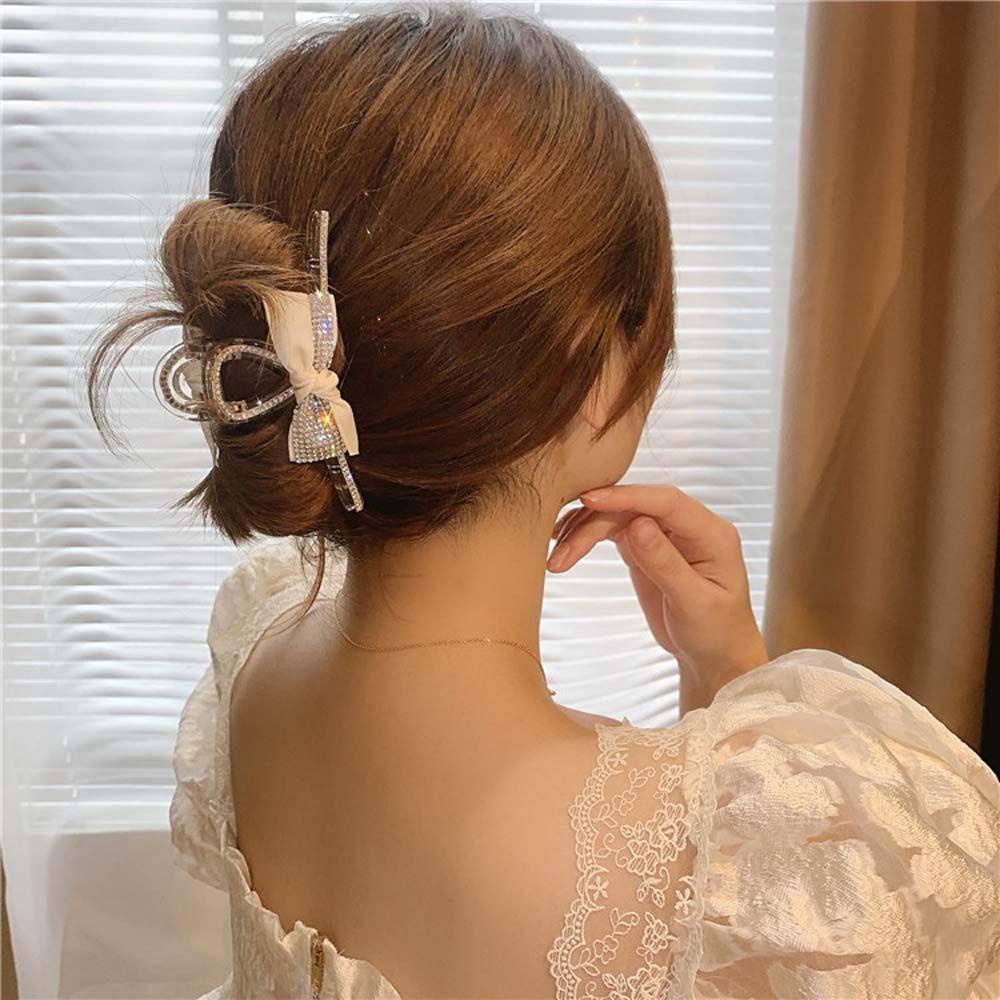 MXGOODS Kẹp Tóc Nơ Ruy Băng Đen Trắng Thời Trang