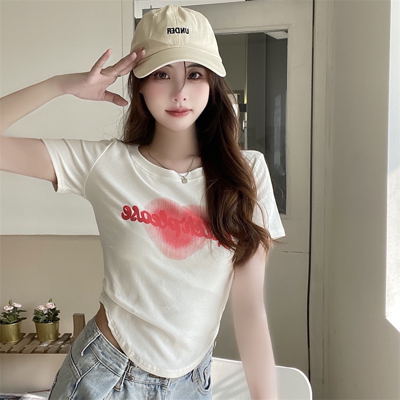 Áo Thun Tay Ngắn Cổ Tròn In Họa Tiết Thời Trang Dành Cho Nữ