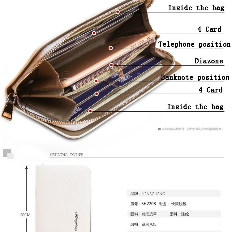 Ví dài cầm tay có khóa kéo đựng thẻ / điện thoại thanh lịch đơn giản cho nam