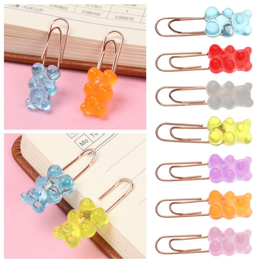 CHOOKEY Set 2 Kẹp Giấy Đánh Dấu Trang Sách Hình Gấu Màu Cầu Vồng