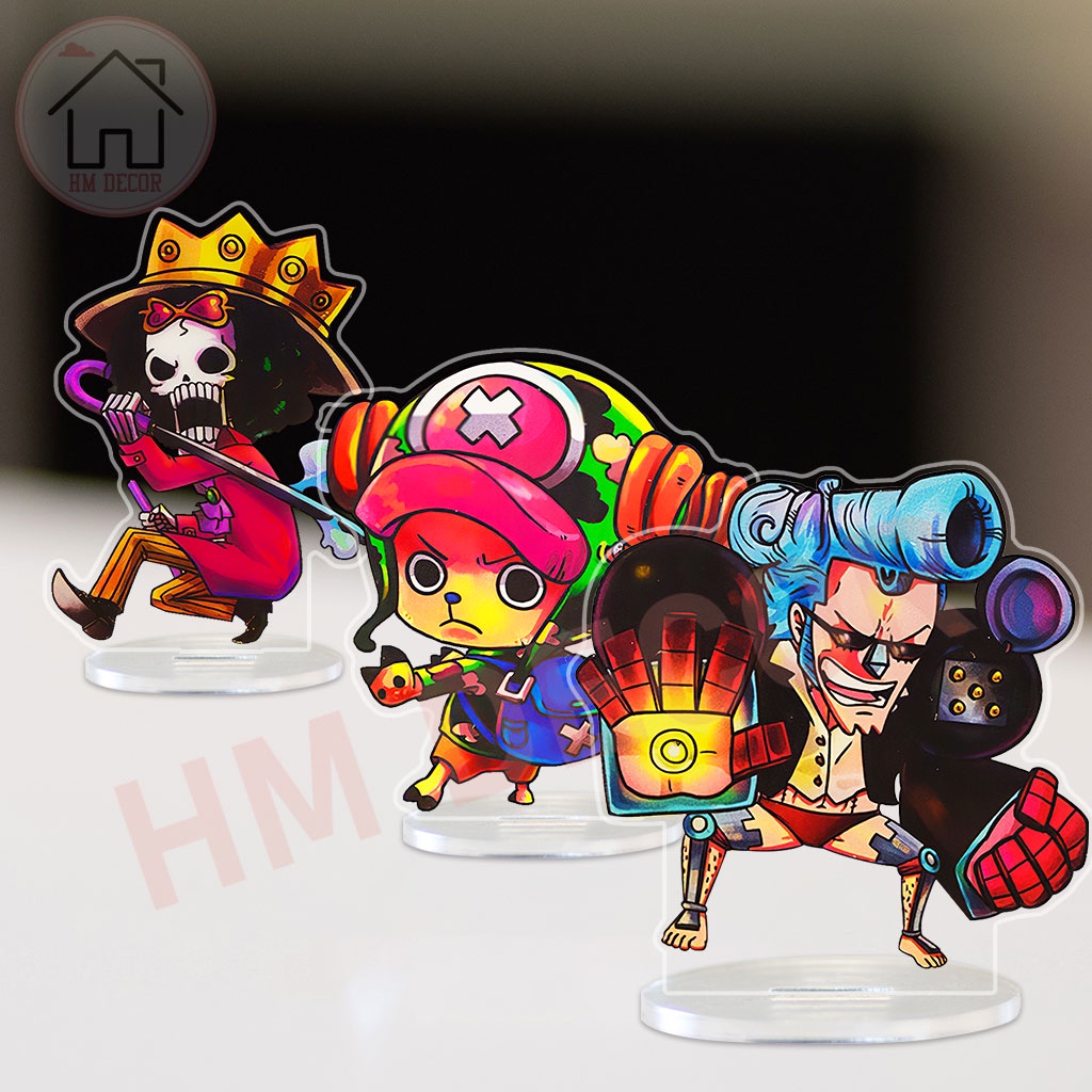 Mô hình nhân vật arcrylic anime One Piece Đảo Hải tặc Băng mũ rơm Luffy Nami decor góc học tập để bàn làm việc cao 8cm