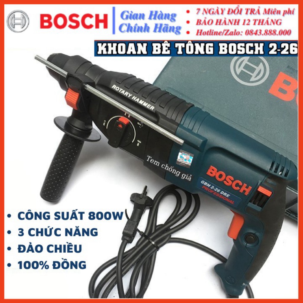 [CHÍNH HÃNG] Máy khoan bê tông 2-26 100% dây đồng 3 chức năng tem chữ nổi - Tem chống giả cao cấp