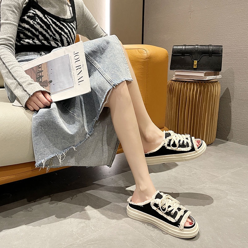 Giày Sandal Canvas Đế Dày Mềm Thắt Dây Thời Trang Phong Cách Mới
