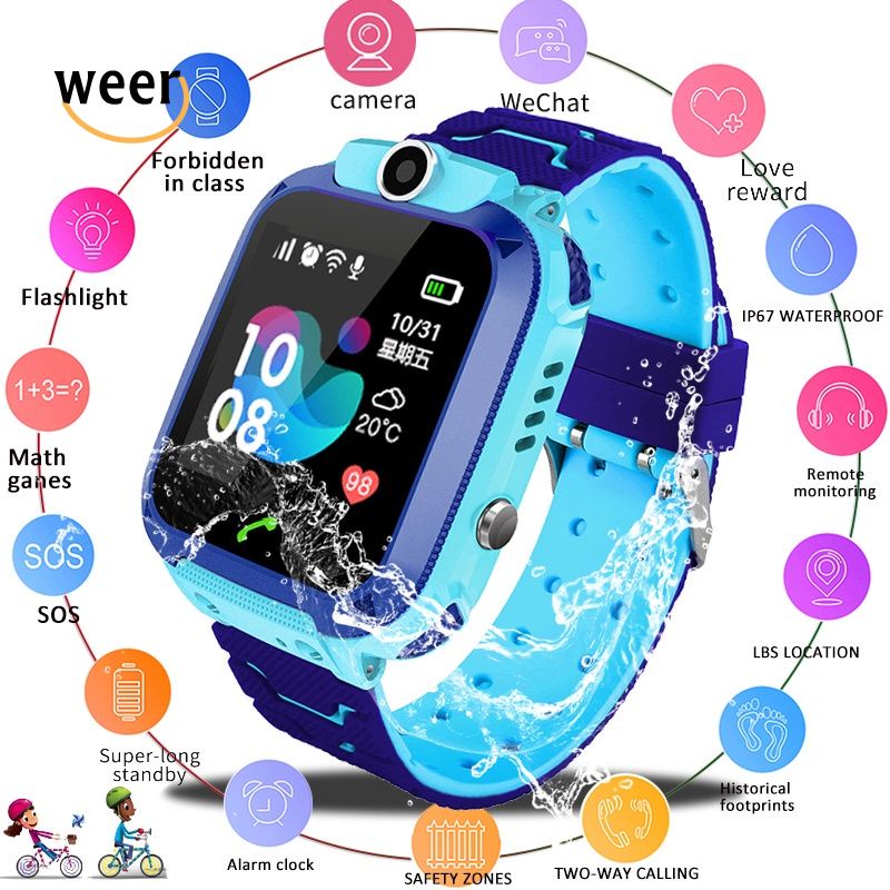【Weer】 Thông Minh Đồng Hồ Em Bé Xem SOS Cuộc Gọi Vị Trí Công Cụ Tìm Hiển Thị 2G SIM Thẻ LBS Cơ Sở Vị Trí Trạm Trẻ Em của thông minh Đồng Hồ.