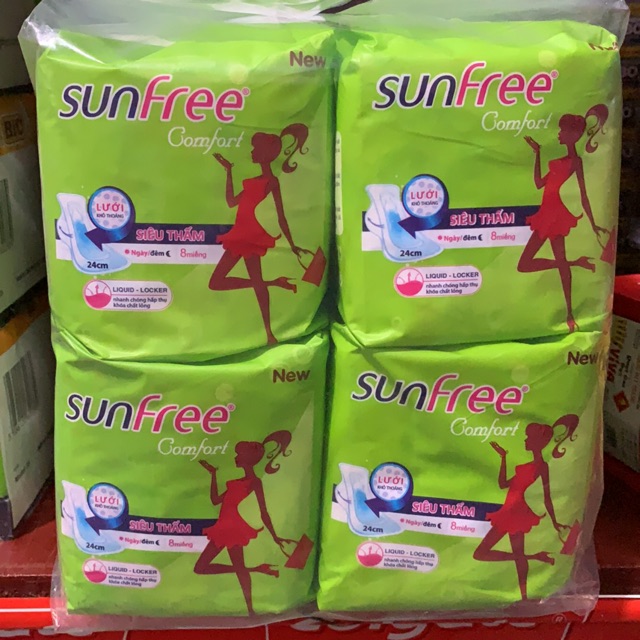 Combo 8 gói băng vệ sinh Sunfree x 8 miếng/gói (giá sỉ)