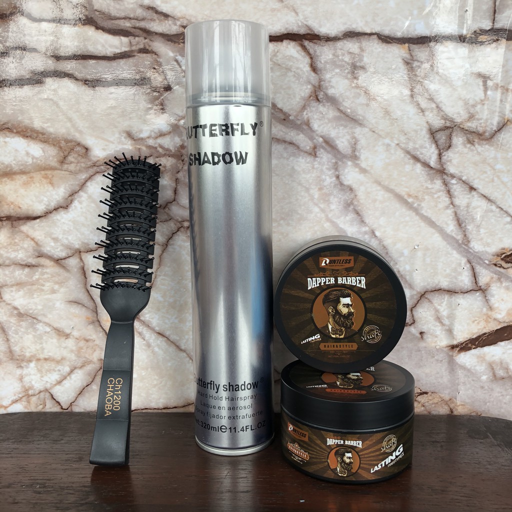 ✅[CHÍNH HÃNG] Combo Sáp Vuốt Tóc Dapper Barber  + Gôm Xịt Butterfly + Tặng lược tạo kiểu