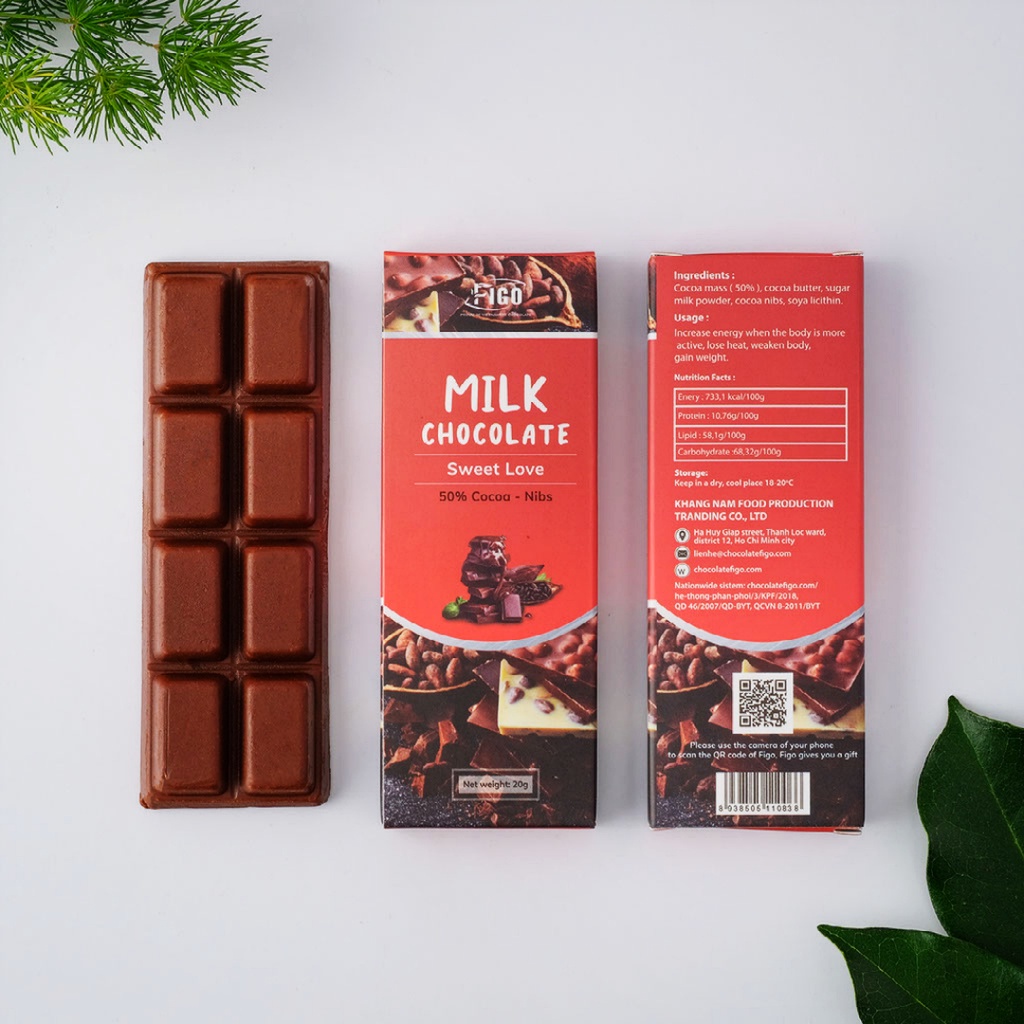 Bộ sản phẩm Bột cacao nguyên chất 250g+ 2 hộp Dark Chocolate mix vị 20g+ 3 hộp Milk Chocolate mix vị 20g FIGO