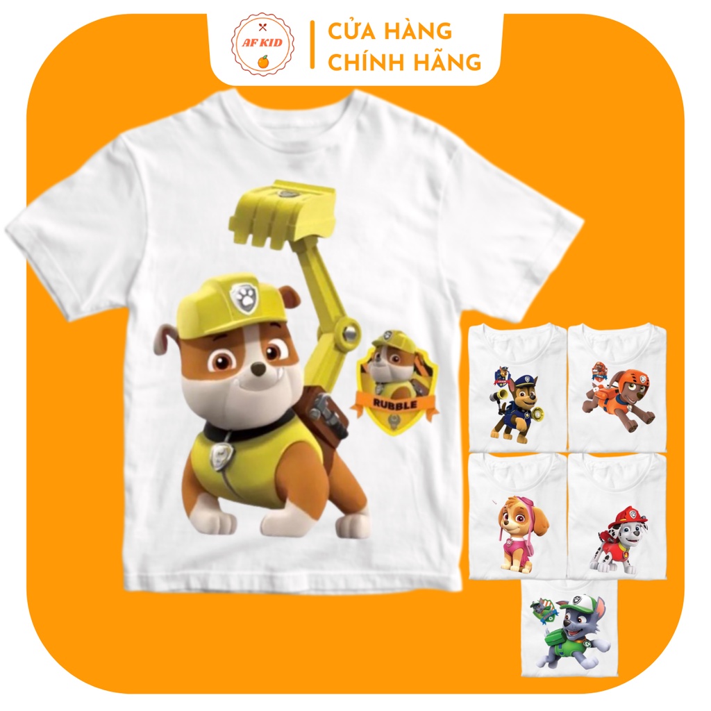 Áo phông cho bé 💖 Áo thun trắng Chó cứu hộ cho bé trai bé gái 💖 Chất cotton giấy cao cấp siêu mềm siêu mát
