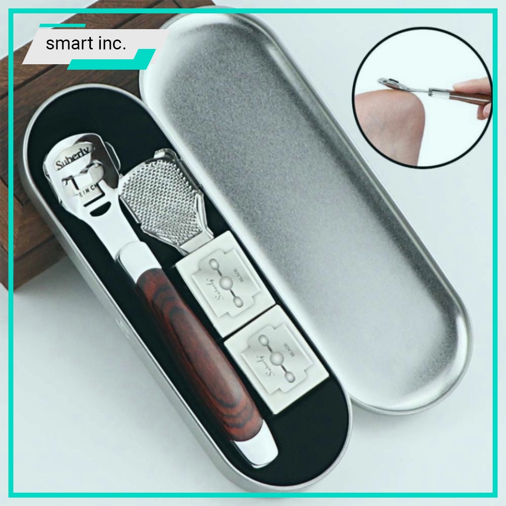 Cây Mài Gót Chân Inox Dụng Cụ Chà Gót Chân Tẩy Da Chết Làm Nail Kèm Dao Cạo