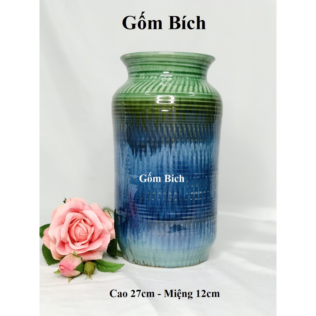 Bình Hoa Lọ Hoa Thổ Cẩm Xanh Nhiều Mẫu Đẹp Gốm Sứ Bát Tràng - Gốm Bích