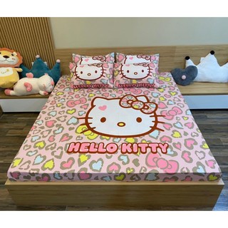 Bộ Ga Gối Cotton Poly 3D Họa Tiết - Hello Kitty