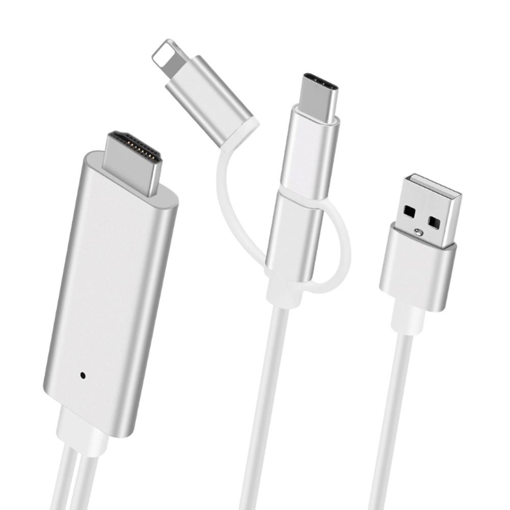 Cáp 3 trong 1 Lighting / Type-C / Micro USB to HDMI cho iPhone huawei xiaomi oppo vivo Devices