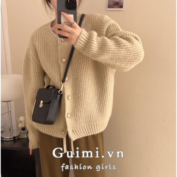 Áo khoác len cardigan NZN dáng rộng màu trơn phong cách Hàn Quốc thời trang thu đông mới