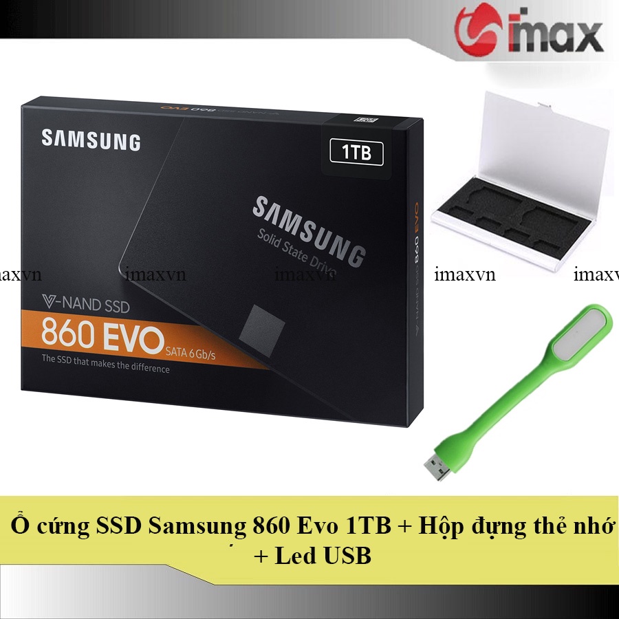 Ổ Cứng SSD Samsung 860 Evo 1TB (New Version) + Đèn Led USB + Hộp đựng thẻ nhớ