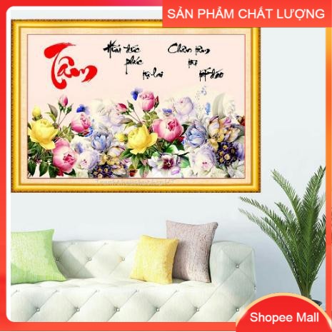 Tranh thêu chữ Tâm DV6271 kích thước 75*50cm [Hàng có sẵn]