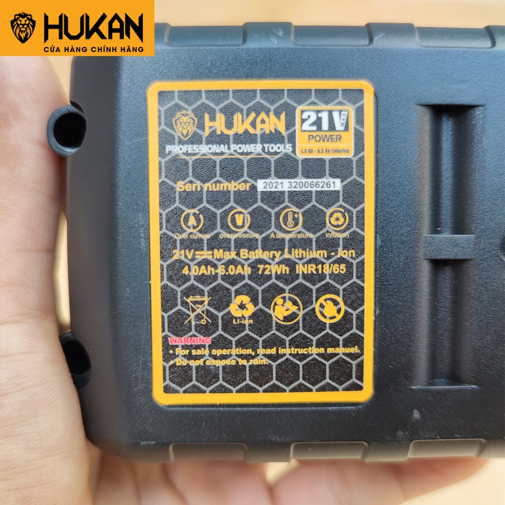 Pin HUKAN 10cell 21V có đèn báo pin dung lượng 3.2Ah  phù hợp cho dòng máy khoan X1 X6 X7 X8 X9 AG