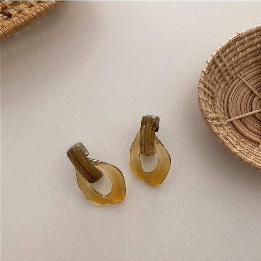 Khuyên Tai Acrylic Trong Suốt Hình Tròn Phong Cách Vintage Dành Cho Nữ