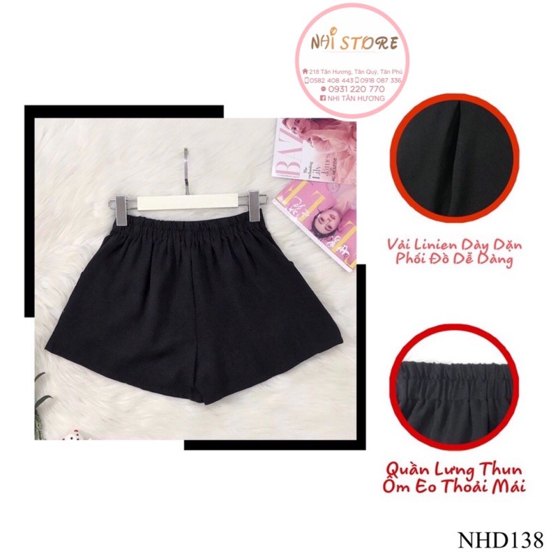 [FREESHIP 50K] QUẦN SHORT NGẮN NHISTORE LƯNG LIỀN ỐNG RỘNG VẢI COTTON LẠNH FREESIZE DƯỚI 57KG