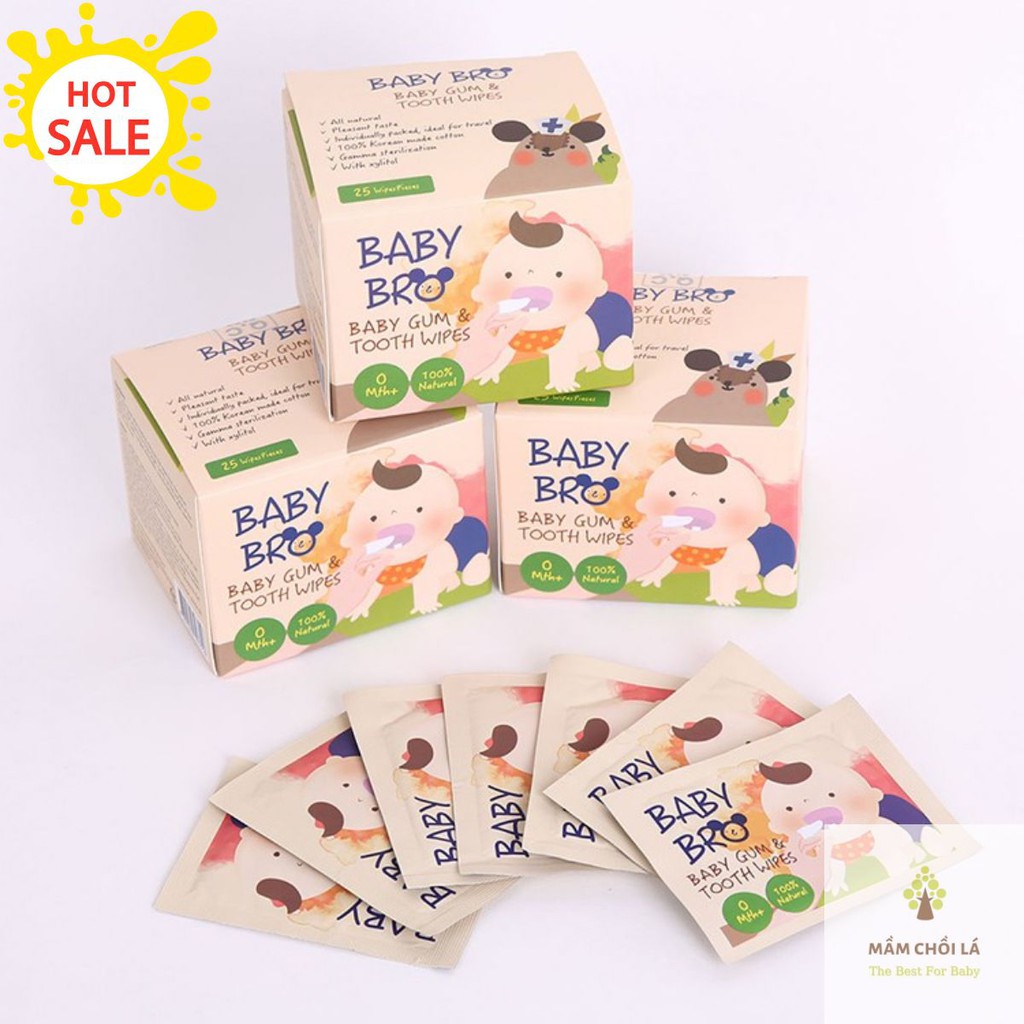 Khăn Lau Răng Cho Bé 🍅𝑭𝒓𝒆𝒆𝒔𝒉𝒊𝒑🍅 Gạc Lau Răng Babybro Hàn Quốc Cho Trẻ Dưới 6 Tuổi-Kiluta