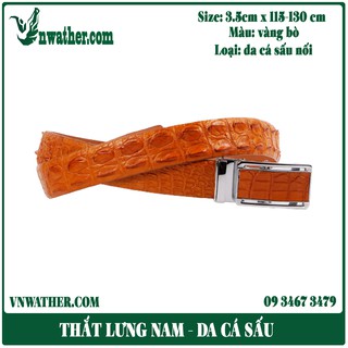 Thắt Lưng Da Nam Da Cá Sấu Vàng Bò