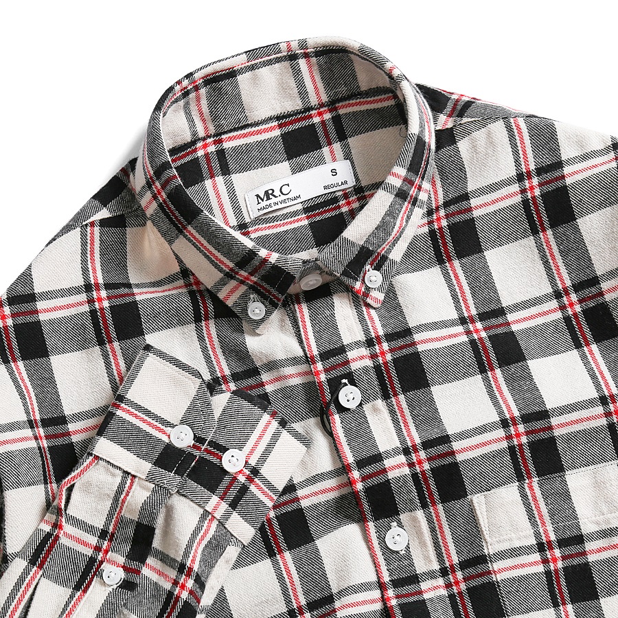 Áo sơ mi kẻ sọc caro tay dài MRC 220308 chất Flannel cao cấp mềm mịn thoáng mát form basic - MENFIT