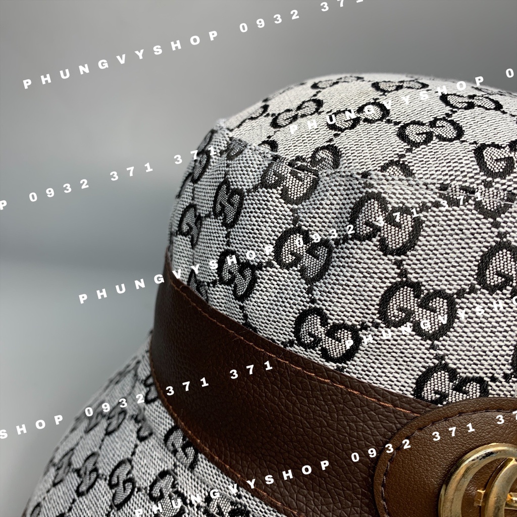 Mũ bucket GG DỆT VIỀN DA- nón tai bèo vành unisex