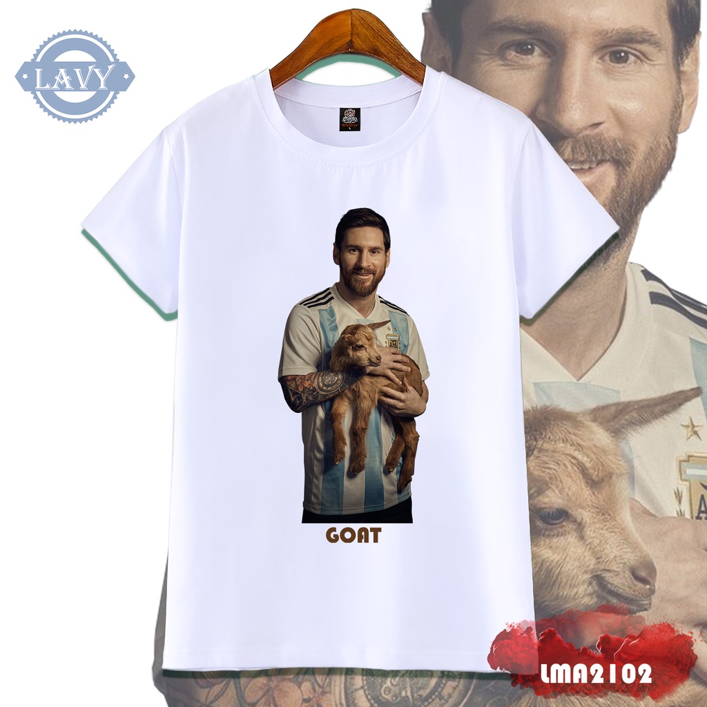 Áo thun nam cổ tròn in hình Messi, áo phông unisex nam nữ vải cotton co giãn chất lượng cao | LMA2102-TT01