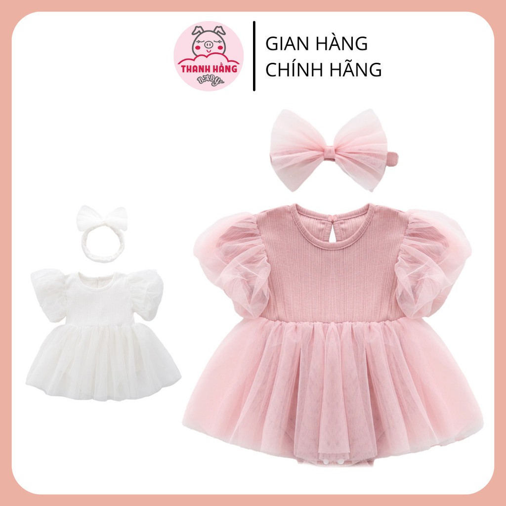 Váy công chúa bé gái, váy trẻ em cho bé kèm nơ Thanh hằng baby 5 - 13 kg