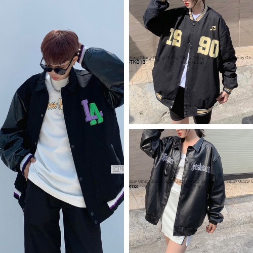 Áo Khoác Unisex Nam Nữ SKWANG Form Rộng Độc Đáo Cá Tính Phối Tay Da
