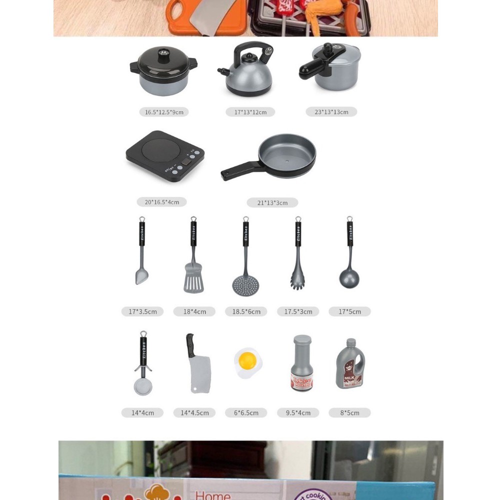 BỘ ĐỒ CHƠI NẤU ĂN 36 MÓN CAO CẤP KITCHEN HOME - Quà tặng 1/6 cho bé