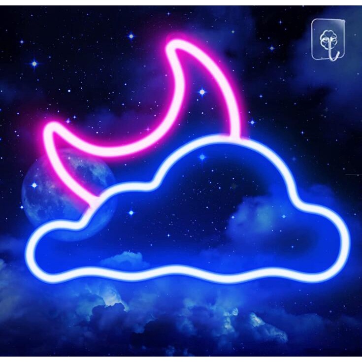 Đèn Neon Hình Đám Mây Và Mặt Trời Sử Dụng Pin Hoặc USB Cho Phòng Ngủ