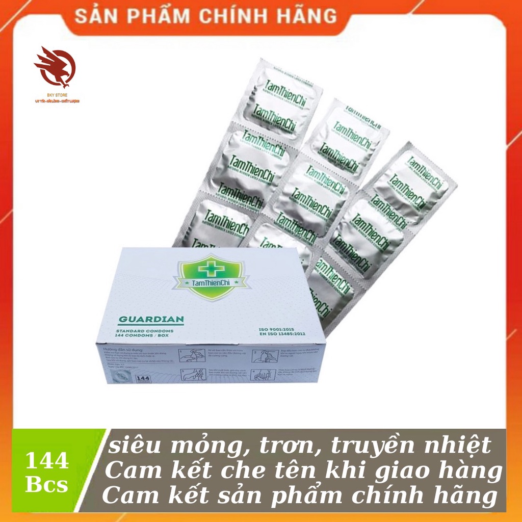 [ CHÍNH HÃNG ] - Bao cao su Tâm Thiện Chí Guardian siêu mỏng, trơn, truyền nhiệt -  hộp 12 - 144 cái