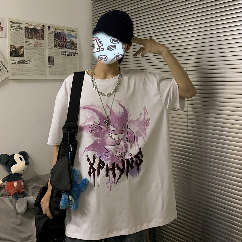 Áo Thun Đen In Hình Ma Quỷ Phong Cách Gothic Harajuku Đường Phố Thời Trang Mùa Hè 2023