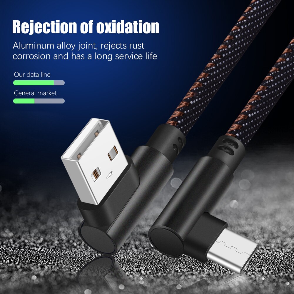 Dây Cáp Sạc Nhanh Usb Loại C 90 Độ Dài 1 / 2m