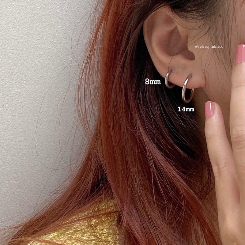 𝐯𝐞𝐥𝐯𝐞𝐭𝐩𝐢𝐧𝐤.𝐚𝐜𝐜🇰🇷 |  khuyên tai tròn thép không rỉ nhiều size