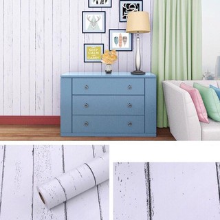 Cuộn 10 Mét giấy dán tường giả gỗ ván Trắng (khổ dài 10met x rộng 45cm)