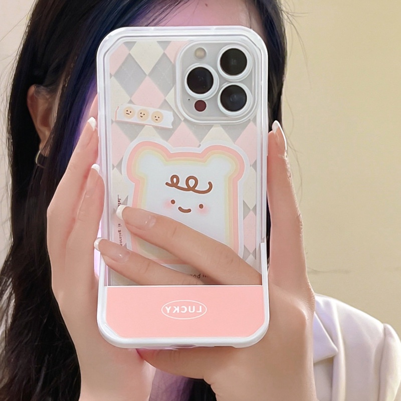 Ốp Điện Thoại Kèm Giá Đỡ Tàng Hình Họa Tiết Hoạt Hình Dễ Thương Cho iphone 13 / 12Promax / 7 / 8 / plus