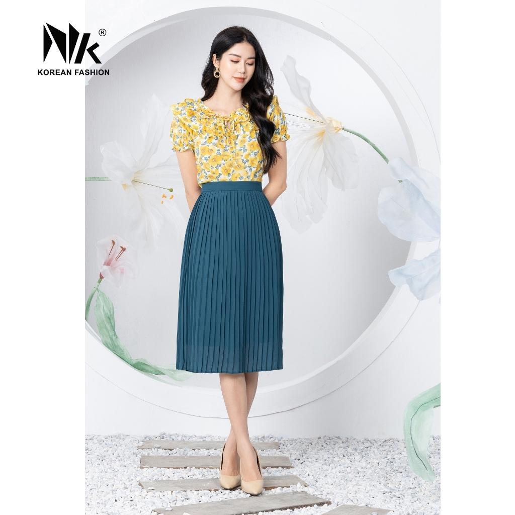 Áo Sơ Mi Hoa Bèo NK Fashion Thiết Kế Phong Cách Dịu Dàng, Nữ Tính, Mặc Được 2 Kiểu NKSM2203008