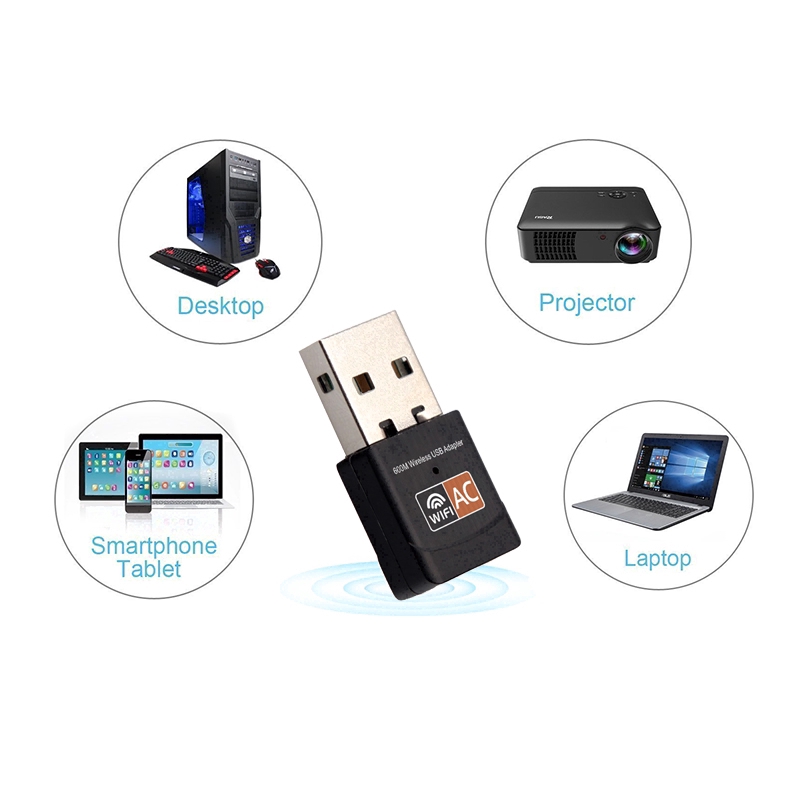 Đầu chuyển đổi mạng Wifi USB không dây băng tần kép 600mbps 2.4/5ghz